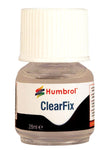 Small glass jar of Humbrol ClearFix, Clear Fix