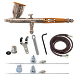 Talon Gravity Feed Airbrush TG-3AS Airbrush Set with size 2 head, cup cover, size 1 & 3 heads, fan air cap, 6’ braided air hose, hanger, wrenches and lessons book by Paasche Airbrush Co.